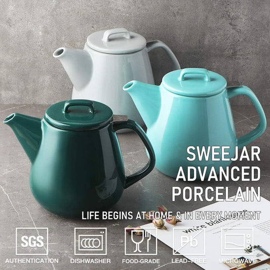 Sweejar 40oz Tea pot with Removable Stainless Steel Infuser,Dishwasher Safe Tea Pots for Loose Tea,Tea Pots with Infuser for Chrismas Women Gift (Gray)