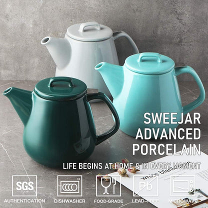 Sweejar 40oz Tea pot with Removable Stainless Steel Infuser,Dishwasher Safe Tea Pots for Loose Tea,Tea Pots with Infuser for Chrismas Women Gift(Jade)