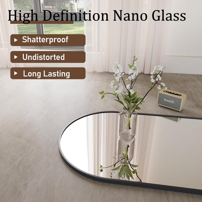 VooBang Arch Mirror Full Length, 26" x 71" Floor Mirror with Stand, Aluminum Alloy Frame Full Body Mirror, Standing Hanging or Leaning Against Wall for Bedroom and Living Room, Black