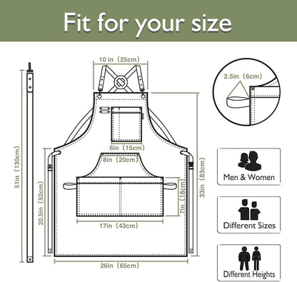 10 Pack Kitchen Aprons, Work Apron, Canvas, Multiple Pockets, Gardening, Painting, BBQ, Artist, Carpenter, Sizes M to XXL, Olive