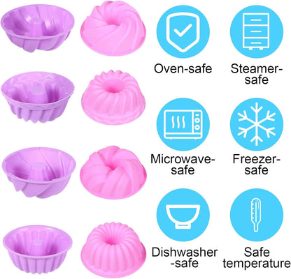 48Pcs Silicone Baking Cups, Non-stick 4 Shape Baking Molds, Heat Resistant and Resuable Mini Silicone Muffin Cups for Muffins, Jelly and Cake Baking