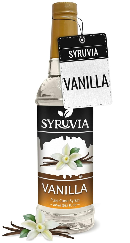 Vanilla Syrup for Coffee By Syruvia 25.4 fl oz Barista Style Coffee Syrup Vanilla Flavor