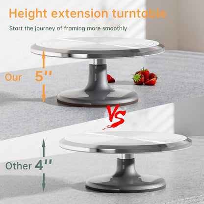 12 Inch Cake Turntable Decorating Stand with Aluminum,Cake Turntable Decorating Kit, Rotating Cake Stand for Cake,Cake Spinner Stand Set Pastries Cake Decorations Cake Turner Table Decorating Tools
