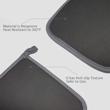 2 PCS Gray Pot Holders Sets for Kitchen Heat Resistant Oven Hot Pads with Pockets Non Slip Soft Grip Potholders for Baking Cooking 8"x8.5"