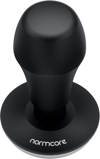 Normcore 58mm Coffee Tamper V4.1 with Click Feedback, Self-Leveling Spring-Loaded Design, 304 Stainless Steel Flat Base for 58mm Espresso Portafilters, Black Anodized Aluminum Handle