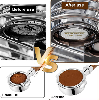 51mm Espresso Dosing Funnel & 51mm Puck Screen for Breville: Magnetic Coffee Dosing Ring Aluminium Metal - Reusable 1.7mm Thickness 150μm Puck Screen 316 Stainless Steel | Fits 51mm Portafilter