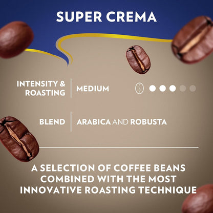 Lavazza Super Crema Aluminum Capsules Compatible with Nespresso* Original Machines, Medium Roast, Arabica and Robusta Blend (60 Capsules)