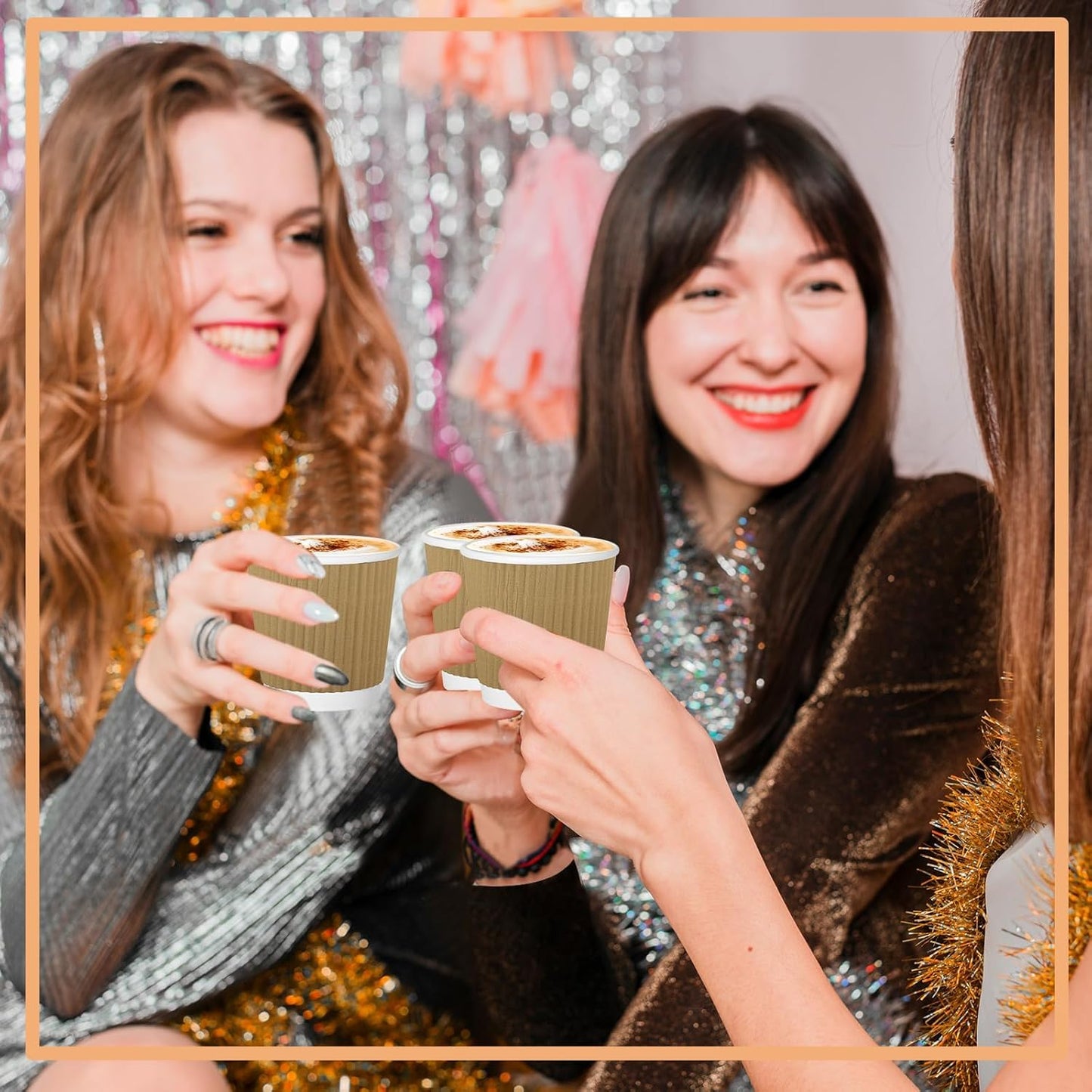 120 Pack Paper Espresso Coffee Cups, 4 oz Disposable Coffee Cups,Corrugated Insulated Ripple Wall, Paper Ripple Cup for Coffee, Hot Chocolate and Hot Tea Drinks -Champagne