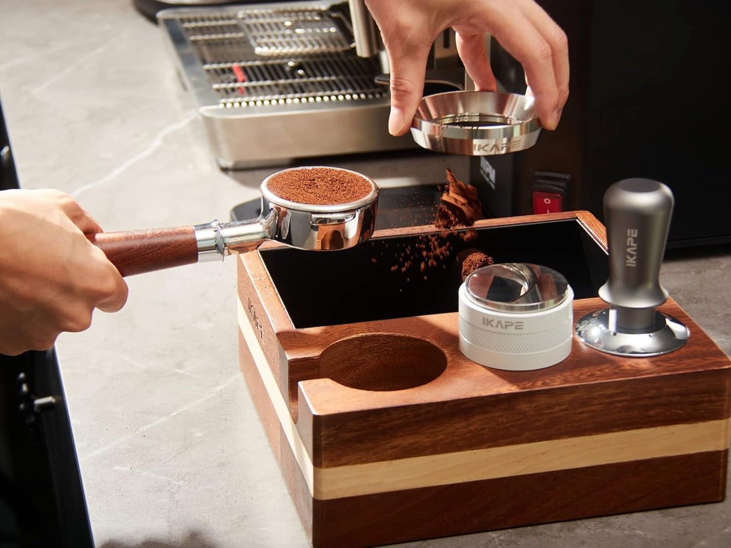 IKAPE 51mm Espresso Tamper, Premium Barista Coffee Tamper with Calibrated Spring Loaded, 100% Flat Stainless Steel Base Tamper for Espresso Machine