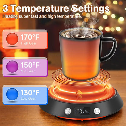 Coffee Mug Warmer - 55W Electric Coffee Warmer for Desk 3 Temp Settings & 2-9 Timer Smart Cup Warmer for Desk Candle Warmer Plate with LED Lights Beverage Tea Milk Warmer for Home & Office