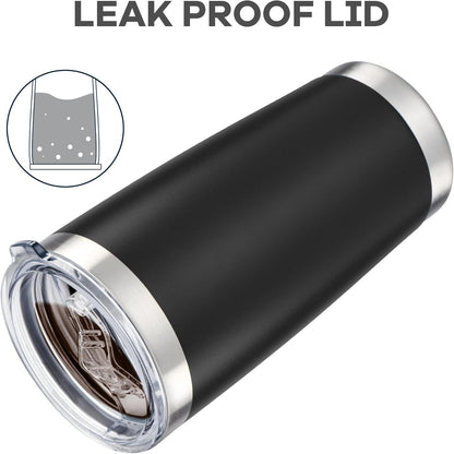 20 oz Tumbler with Lid Stainless Steel Insulated Tumblers Bulk Double Wall Vacuum Cups Powder Coated Travel Mug Keep Drink Cold and Hot, Black, 8 Pack
