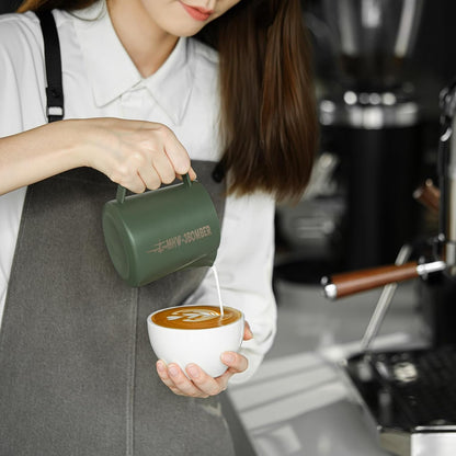 MHW-3BOMBER Milk Frothing Pitcher 600ml/20oz Espresso Steaming Pitcher Stainless Steel Frothing Cup Capuccino Latte Art Pitcher, Green P5030-OS