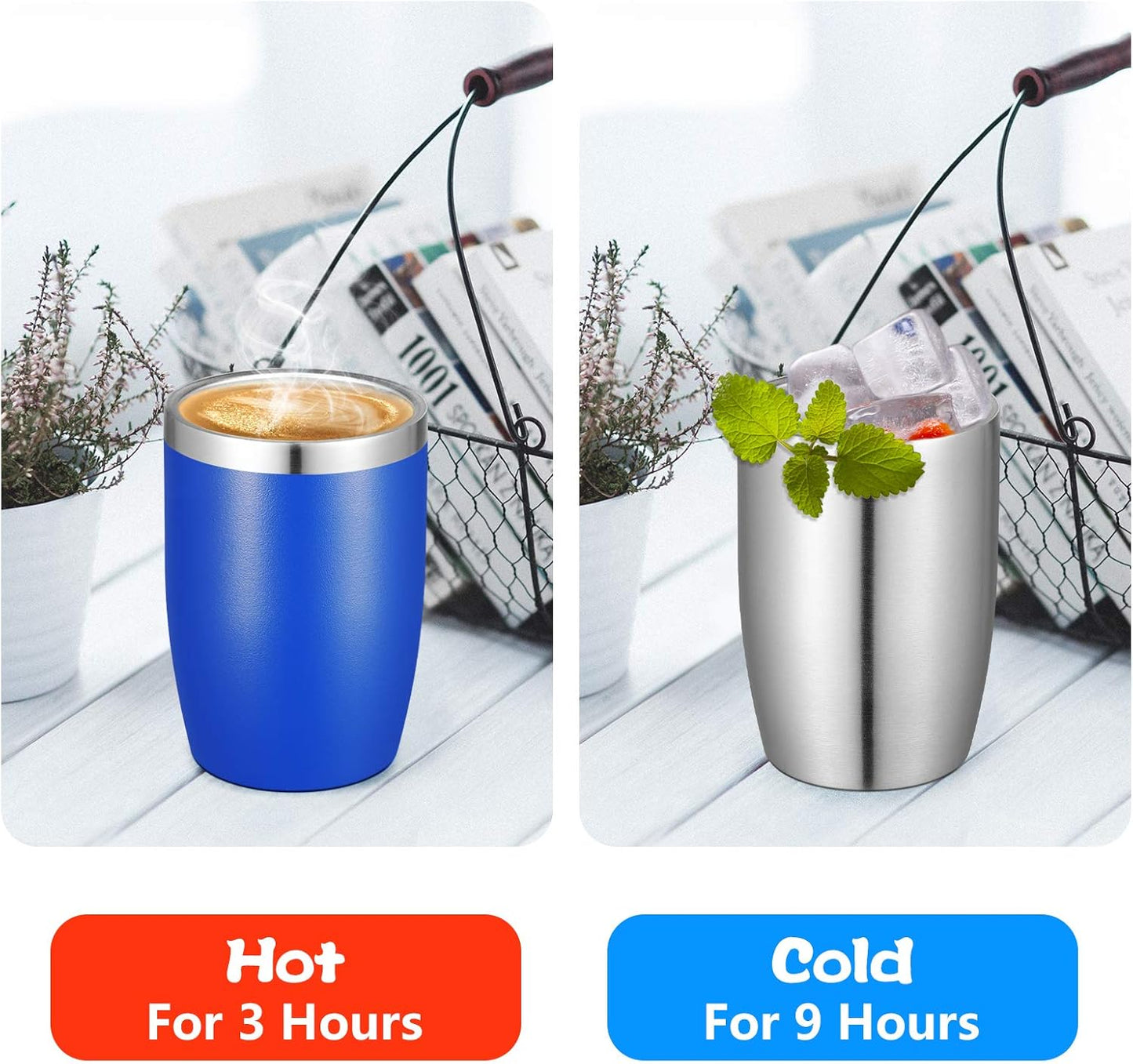 VEGOND Stainless Steel 12 oz Tumblers bulk Vacuum Insulated Double Wall Travel Tumbler with Lid and Straw Reusable Tumbler, Royal Blue 1 Pack
