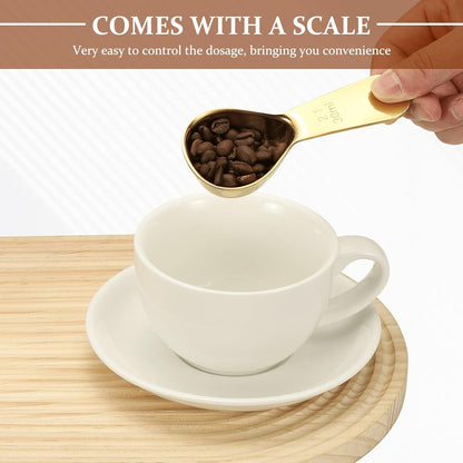 uxcell 2Pcs Stainless Steel Coffee Scoop, 15ml Short Handle Measuring Spoon for Ground Coffee Tea Sugar Kitchen Gifts, Gold