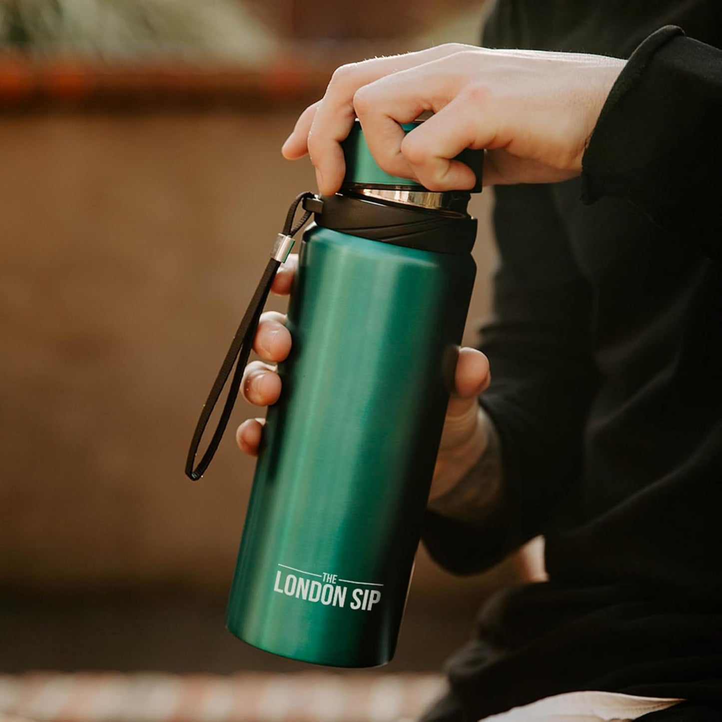 London Sip 25 oz Multi-Function Travel Mug and Tumbler Tea Infuser Water Bottle Fruit Infuser Flask Hot and Cold Double Wall Stainless Steel Coffee Thermos, Celestial Blue