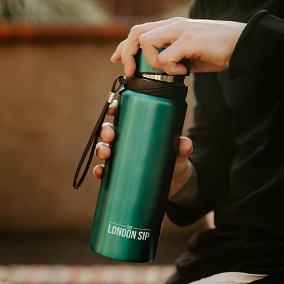 London Sip 25 oz Multi-Function Travel Mug and Tumbler Tea Infuser Water Bottle Fruit Infuser Flask Hot and Cold Double Wall Stainless Steel Coffee Thermos, Celestial Blue