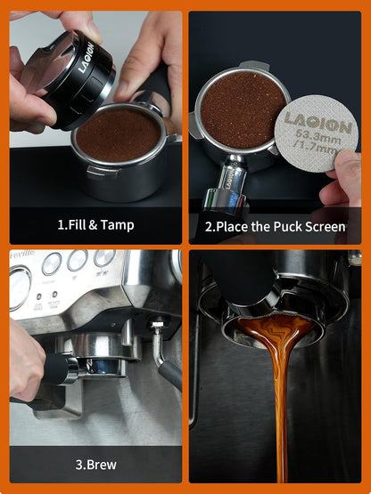 53.3mm Espresso Puck Screen, Reusable Espresso Filter Screen, 1.7 mm Thick, Espresso Distribution Tool Fits for Breville 54mm Coffee Filters, Stainless Steel Espresso Machine Accessories
