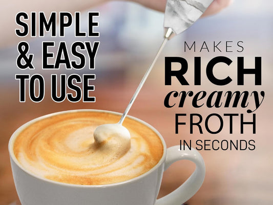 Zulay Powerful Milk Frother With Upgraded Titanium Motor - Handheld Electric Whisk for Coffee, Latte, Matcha - Mini Mixer and Blender for Frappe - No Stand - Quartz