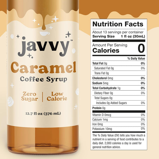 Javvy Coffee Syrup - Zero Sugar, Zero Calorie, Coffee Flavoring Syrup, Coffee Bar Accessories - Great for Flavoring All Types of Drinks – Caramel