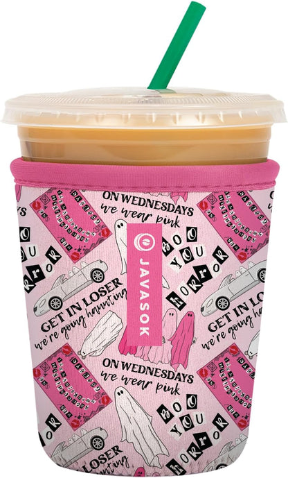 Sok It JavaSok Iced Coffee & Cold Soda Insulated Neoprene Cup Sleeve (She Doesn't Even Ghost Here, Small: 16-20oz)