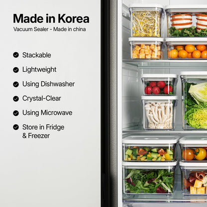 VAKUEN Premium Airtight Food Storage Containers, Rectangular 2PC(1.06qt), Smart One-Click Seal Lid, No Hinges, Patented Double Silicone Lining, 100% Leak Proof, BPA-FREE, Dishwasher, Microwave Safe