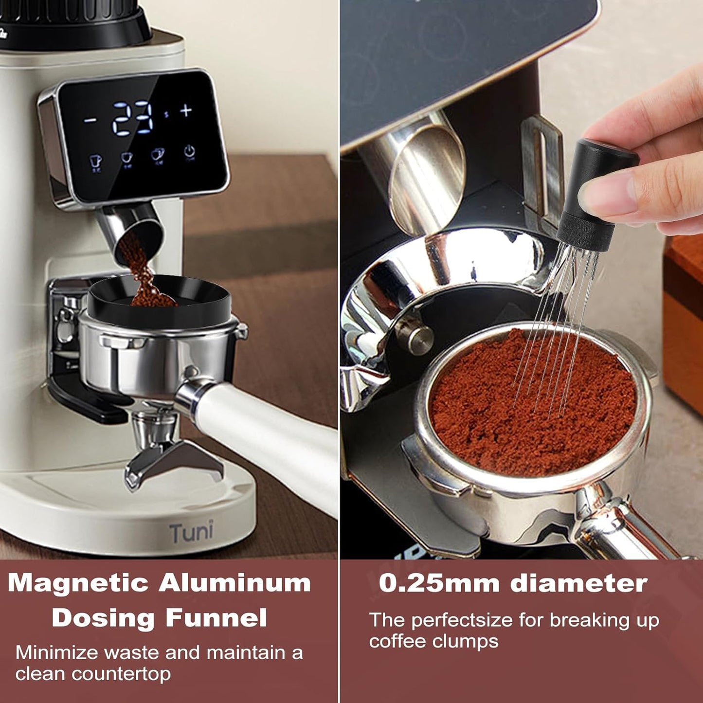 Espresso Accessories Kit 58mm, Coffee Distributor and Tamper Leveler, 316 Stainless WDT Tool with Magnetic Stand, Puck Scree and Dosing Funnel Set Fits Espresso Machine Press and 58mm Portafilters