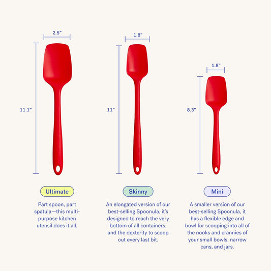 GIR: Get It Right Spoonula Silicone Spatula Scraper - 11-Inch Skinny Slate - Heat-Resistant Seamless Design - Non-Stick Flexible Mixing & Scraping - Long Spoon Spatula for Deep Jars