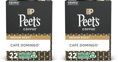 Peet's Coffee Café Domingo, Medium Roast, 22 Count Single Serve K-Cup Coffee Pods for Keurig Coffee Maker (Pack of 2)