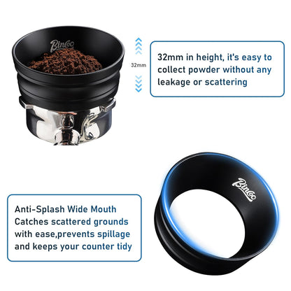 Bincoo Espresso Dosing Funnel 58mm,More Tall Magnetic Aluminum Alloy Portafilter Funnel Ring for Zero Mess Portafilter, Anti-Splash Wide Mouth Coffee Grounds Dosing Tool for Espresso Machine(Black)