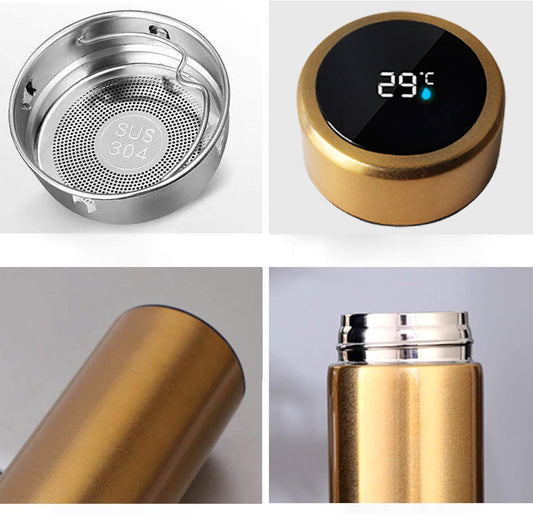 Water Bottle with LED Temperature Display,Double Walled Vacuum Insulated Water Bottle,Stainless Steel Sports AutomotiveTravel Mug,BPA-free Leak Proof Keep Cold and Keep Warm 12H