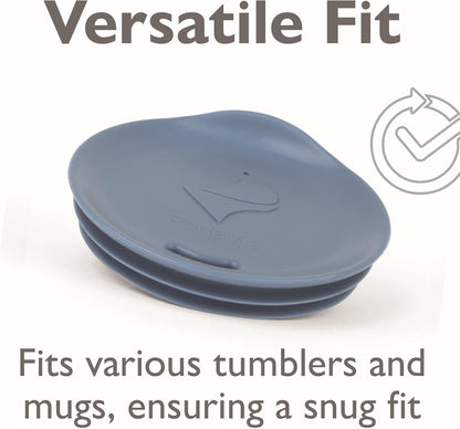 Reusable Coffee Cup Silicone Lid – Fits Most Tumbler, Water Bottle, & Ceramic Coffee Mug Between 3"-3¼" – Dishwasher-Safe Travel Mug Lid keeps your beverage in your mug (Medium - Navy)