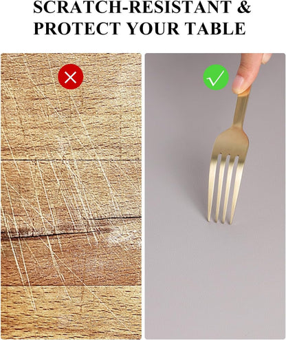 Light Gray Plastic Table Cover Protector, 36" x 54" Waterproof Easy Flat PVC Desk Pad Mat, 1.5mm Thick Rectangle Vinyl Table Top Protector for Dining Room Table, Office, Dresser