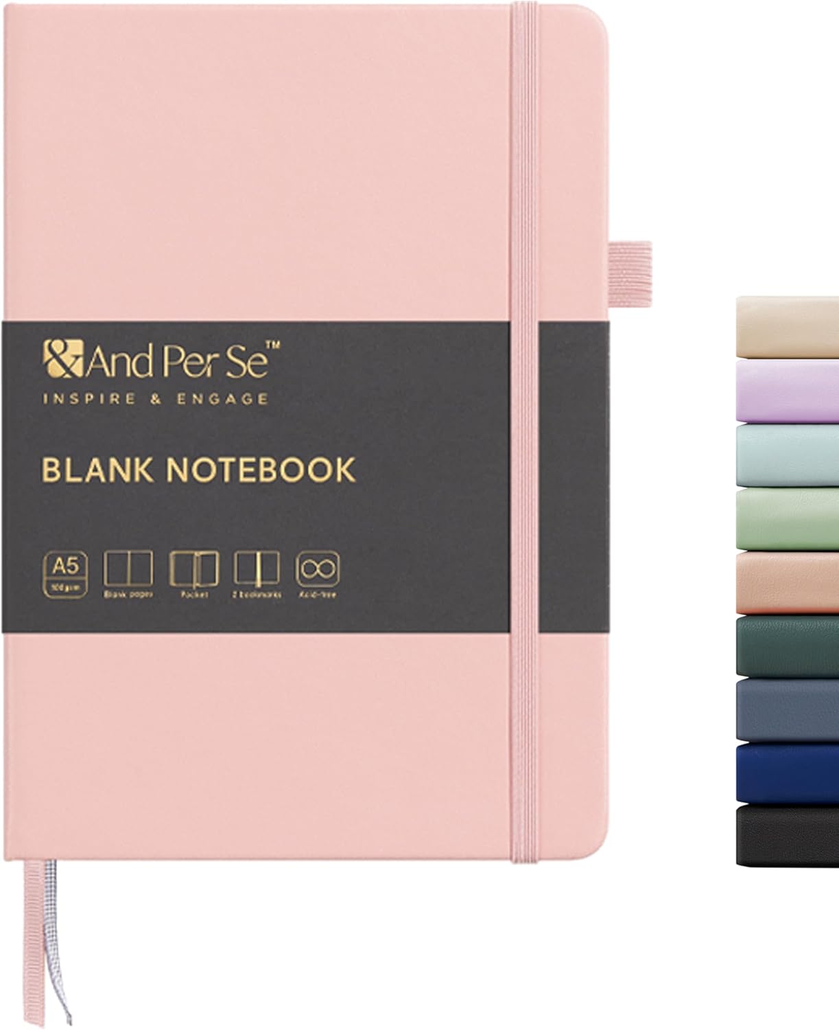 &And Per Se Blank Journal Notebook, 160 Pages, 5.7 x 8 inches College Ruled Thick Paper Notebook Journals for Writing, Hardcover Notebook(1 Pack, pink)