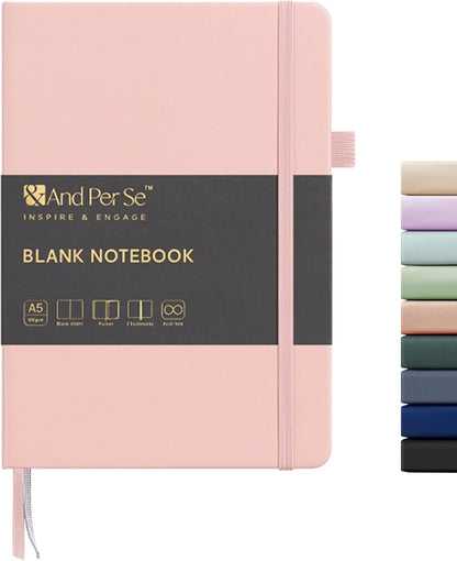 &And Per Se Blank Journal Notebook, 160 Pages, 5.7 x 8 inches College Ruled Thick Paper Notebook Journals for Writing, Hardcover Notebook(1 Pack, pink)