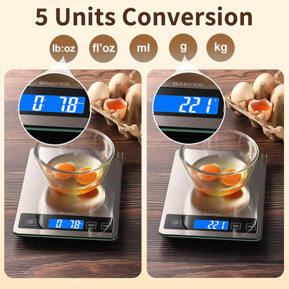 Food Scale, 33lb Digital Kitchen Scale with Stainless Steel & Tempered Glass, 1g / 0.05oz Precise Graduation, Waterproof and Sturdy Surface, for Cooking, Baking, Weight Loss, Meal Prep