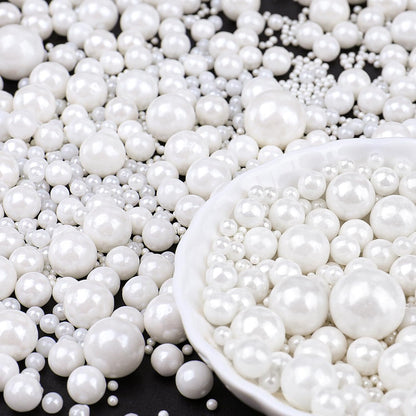 White Pearl Sprinkles for Cake Decorating, 6 Sizes Mix 4.6 oz Edible Pearl Sugar Sprinkles for Cupcake Cookies Ice Cream Donuts Baking Topping