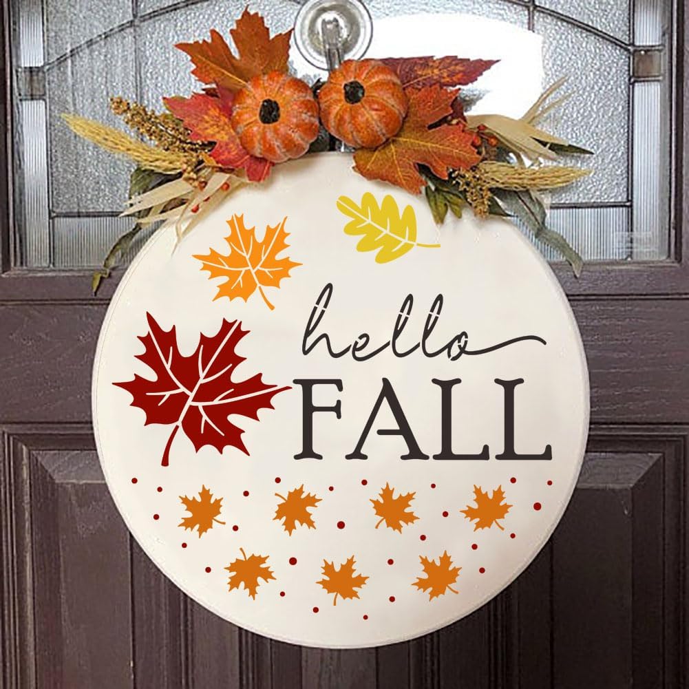 Fall Stencils for Painting on Wood 12” Happy Thanksgiving Stencil Hello Pumpkin Autumn Stencils for Painting on Porch Wall Fabric Wreath