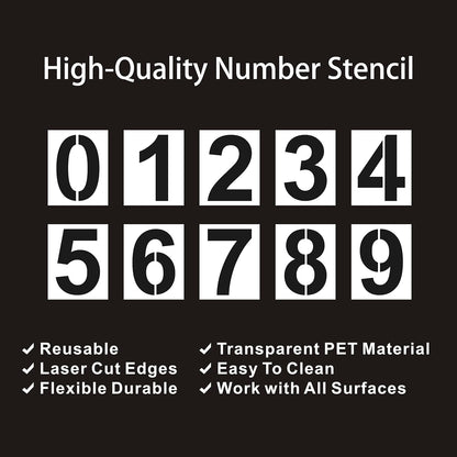 10 Inch Plastic Number Stencils - Reusable Digital Templates for Cake, Address, Painting