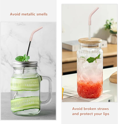 18 Pcs 8mm Silicone Straw Tips and Pedestals Reusable Food Grade Rubber Straw Tips for Metal Straws Replacement Flex Elbow Silicone Straw Covers for Stanley Cup Tumbler Fit for 8-10mm Diameter Straws
