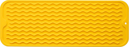 Silicone Dish Drying Mat for Multiple Usage,Easy clean,Eco-friendly,Heat-resistant Silicone Mat for Kitchen Counter,Sink,Bar,Bottle,or Cup Yellow M 17 inches x 6 inches