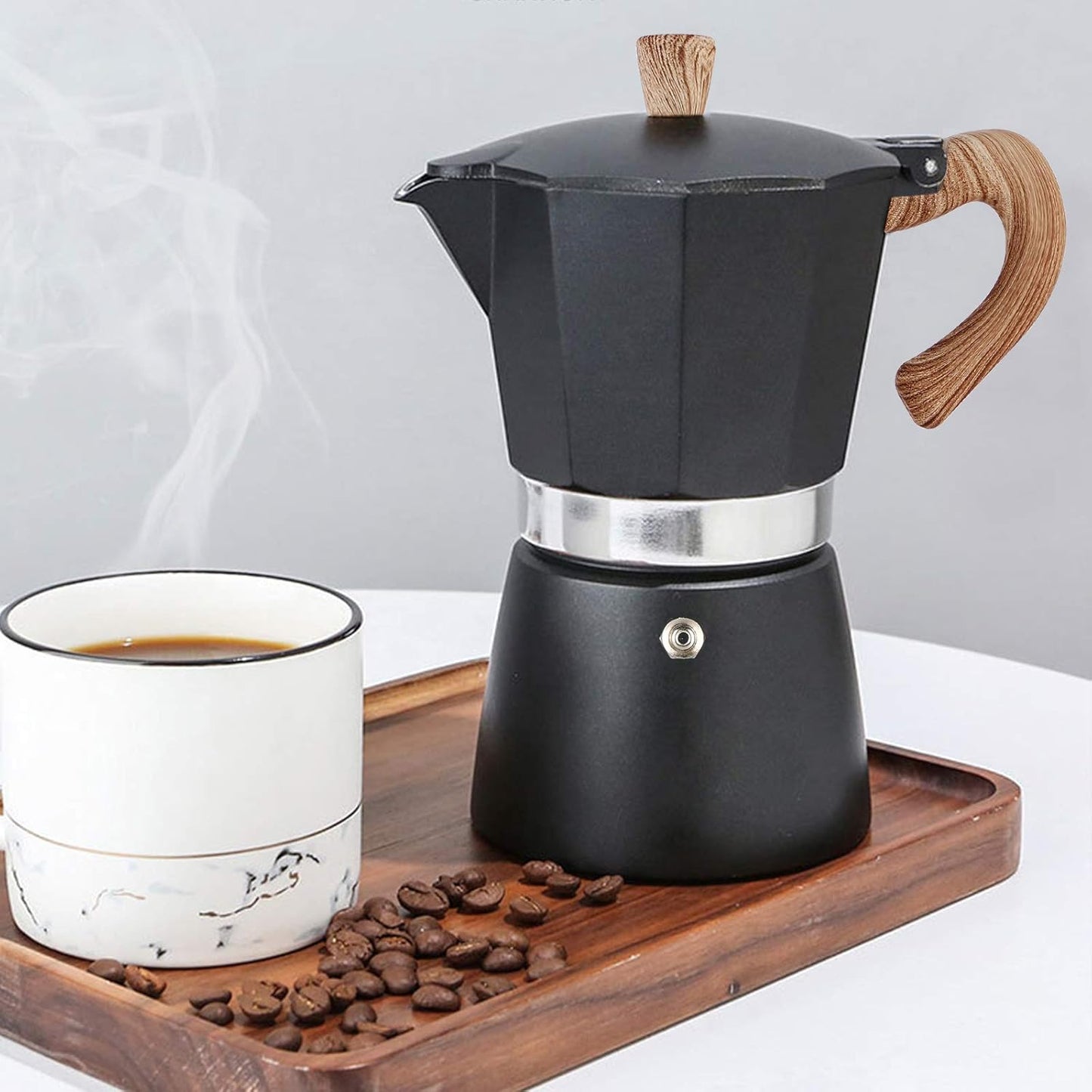 AIFUSI Moka Pot, Italian Coffee Pot 3 Cup/5 oz Stovetop Espresso Maker Stovetop Camping Manual Cuban Coffee Percolator Machine Italian Espresso Greca Coffee Maker Brewer Percolator