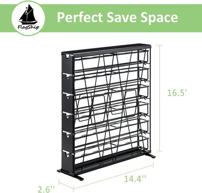 FlagShip 6-Tier Coffee Pod Holder for K Cup - 42 Capsule Max Capacity Metal Rack, Ultra-Efficient Corner Storage Space Saving Design