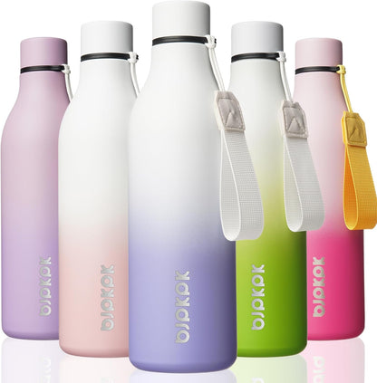 BJPKPK Insulated Water Bottles, 25 oz Stainless Steel Metal Water Bottle with Strap, BPA Free Leak Proof Thermos, Mugs, Flasks, Reusable Water Bottle for Sports & Travel, Lilac Elegance