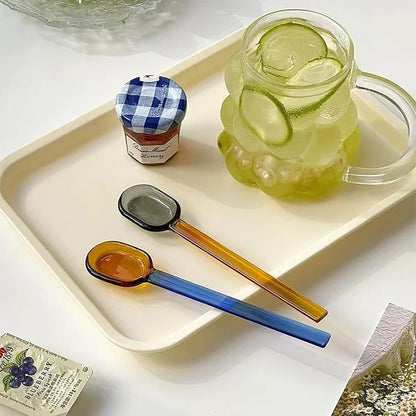5 Pieces Coffee Spoons, Glass Coffee Stirring Spoon, Espresso Stirring Spoon, Coffee Teaspoons, 6inch Coffee Stirrers for Tea Cocktail Milkshake Cold Drink Home Bar Party