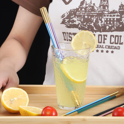 Stainless Steel Reusable Metal Straws,Extra Long Reusable Metal Straws,Metal Drinking Straws,Mixed Colours,Straight,5-color,5 Pieces.