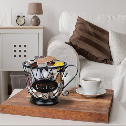 TreeLen Coffee Pod Holder, K Cup Organizer, Large Capacity K Cup Holder for 40 K Cups, K Pod Storage for Coffee Bar - Black
