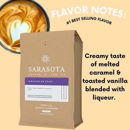 Sarasota Coffee Ground Jamaican Me Crazy | Medium Roast Gourmet Flavored Coffee Grounds | Low Acid, Mold Free, Specialty Grade Flavored Bulk Ground | 5lb (80 oz)