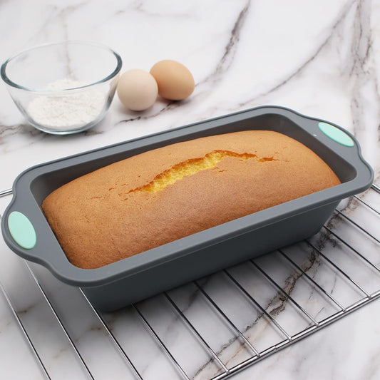 To encounter 9 Inch Silicone Bread and Loaf Pan, 2 Pack Food Grade Nonstick Silicone Molds for Baking Banana Bread, Meat Loaf, Pound Cake, with Metal Reinforced Frame More Strength