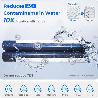 Waterdrop Large 27-Cup Mega Electric Water Filter Dispenser, 200-Gallon Rechargeable Instant System, NSF/ANSI 42&53&401&372, Reduce PFAS, Lead, Chlorine, with 1 Filter, White, Does not Lower TDS
