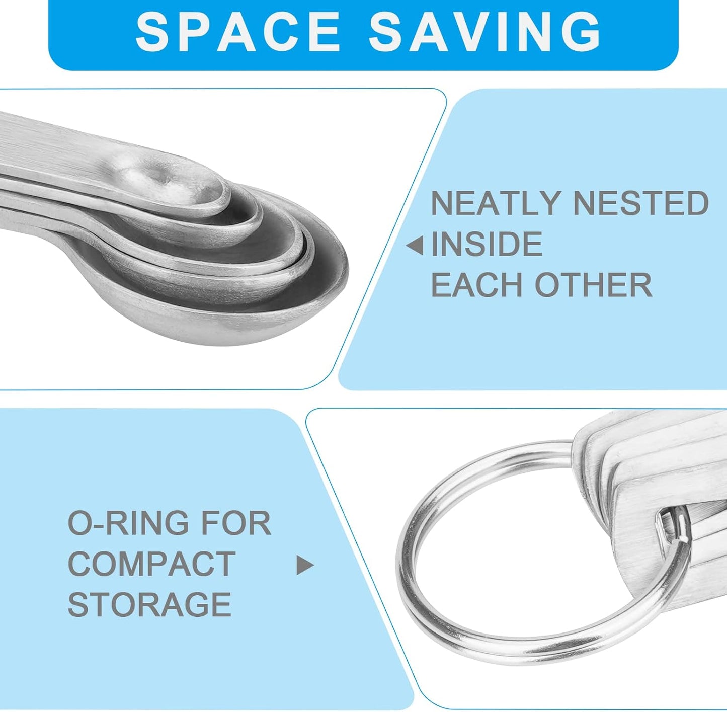 Mini Measuring Spoon Set, Heavy Duty Stainless Steel Measuring Spoons for Cooking Baking, Tablespoon Teaspoon for Dry or Liquid Ingredients, Fits in Spice Jar, 1/64 1/32 1/16 1/8 1/4 tsp